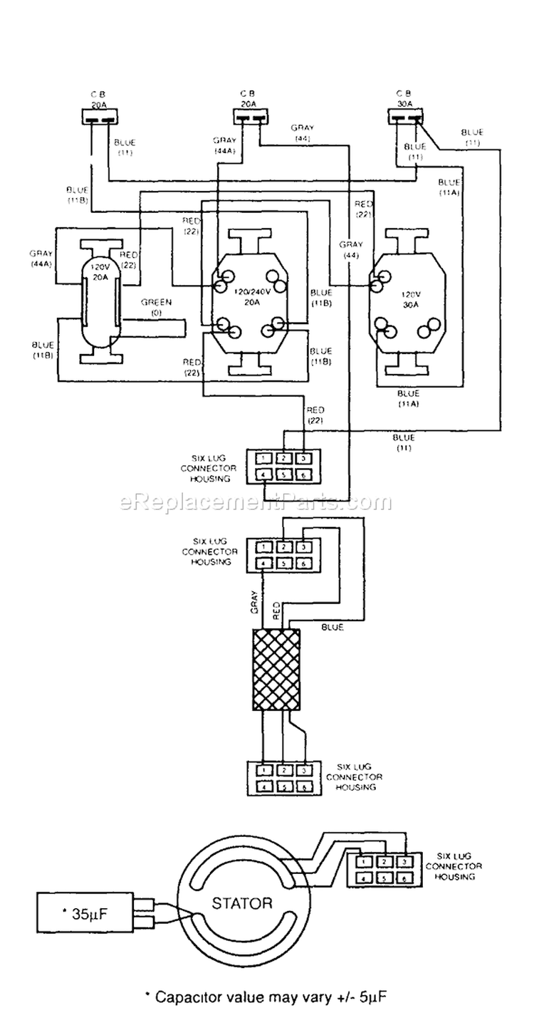 Page D Diagram and Parts List for 1140-2  Briggs and Stratton Generator